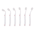 edel+white Ultrasoft Flosserbrush SWISS in PET box - Léger, flexible et avec des poils coniques ultra-doux. Illustration de la brosse à dents en blanc, représentation de la flexibilité. .