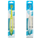 edel+white Brosse à dents ORTHO Pro Ortho Toothbrush - Nettoyage en profondeur des bridges et des appareils dentaires. Brosse à dents en vert et en blanc. 