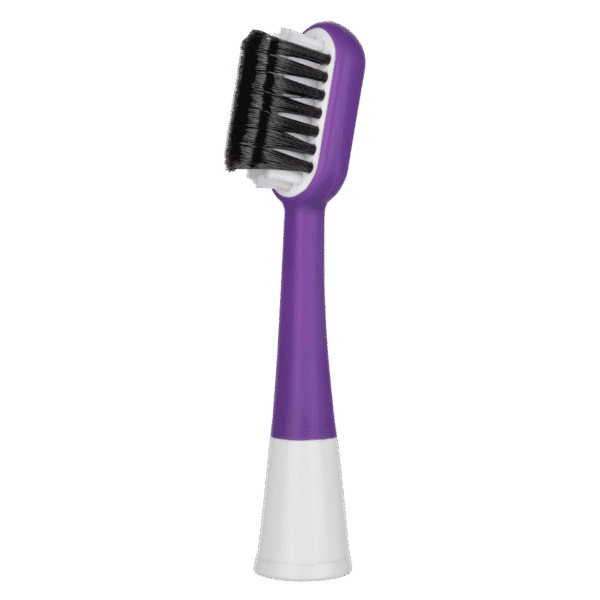 edel+white Aufsätze für elektrische Zahnbürste. Ultrasoft, Clean Curl Airbag Sonic Brush Heads – Die Zahnreinigungs-Revolution für 300% mehr Putzleistung . Detailaufnahme Aufsatz, gerade Borsten, violet.