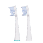 edel+white elektrische Zahnbürste Aufsätze. Whitening Brush Heads for Sonic Generation SG8+ – Patentierte Polierborsten zur Fleckenentfernung. Foto zwei Aufsätze, Seitenansicht.