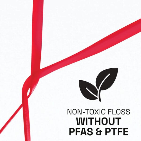 REACH waxed dental floss with cinnamon flavor - 50m vegan dental floss with high tensile strength and up to 61% more plaque removal. Picture Without PFAS & PTFE, non-toxic floss. 