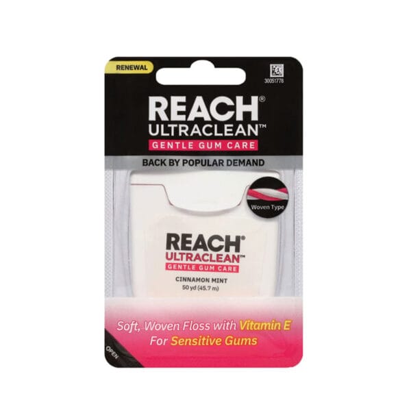 REACH Ultraclean Gentle Gum Care Floss Zimt 50m– Abbildung Produkt in Verpackung