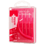 edel+white EasyFlex Interdental, Gebogene Bürste mit flexiblem Griff und antibakterieller Ummantelung für eine gründliche Zahnzwischenraumreinigung. SS, 6 Stück 0.5mm Durchmesser