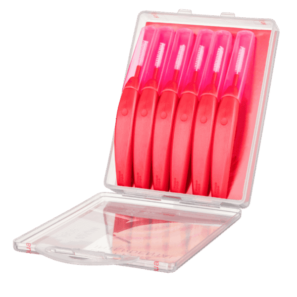 edel+white EasyFlex Interdental, Gebogene Bürste mit flexiblem Griff und antibakterieller Ummantelung für eine gründliche Zahnzwischenraumreinigung. SS, 6 Stück 0.5mm Durchmesser, Verpackung offen