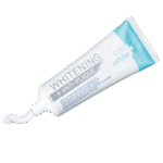 edel+white Anti-Plaque + Whitening toothpaste 75ml – Sanfte Aufhellung für natürlich weisse Zähne. Abbildung Zahnpasta Tube, mit Paste.