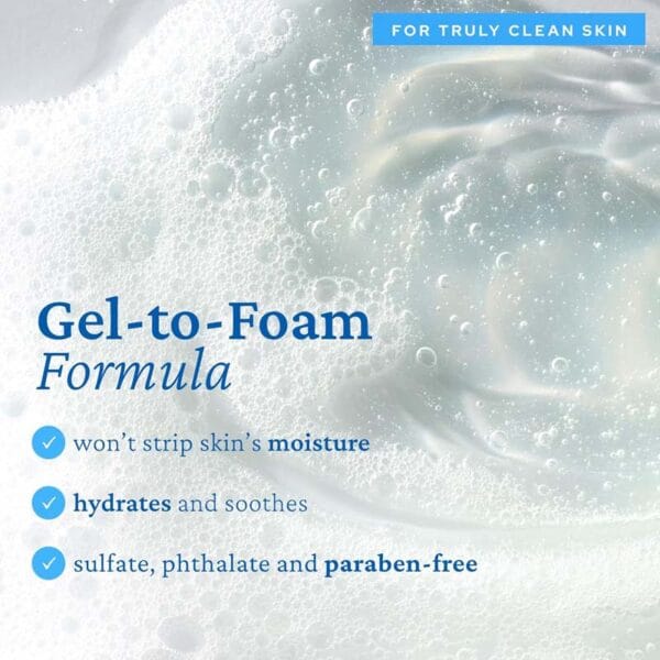 belif Aqua Bomb Jelly Cleanser - Gel to Foam Formula, infographic with claims