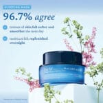 belif Aqua Bomb Sleeping Mask 75ml - la texture et la peau sont plus douces et plus lisses le lendemain. l'hydratation est reconstituée pendant la nuit. étude clinique. 
