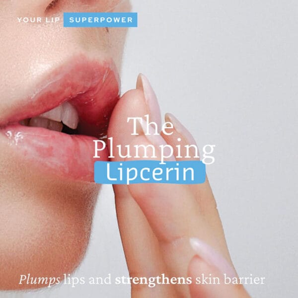 belif Mint Plumper Lipcerin 15ml - Baume repulpant pour les lèvres & masque à la menthe, aux peptides et au complexe multi-vitaminé. Illustration de l'infographie "the plumping Lipcerin". 