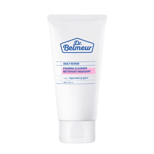 Dr. Belmeur Daily Repair Foaming Cleanser 150ml - mousse nettoyante douce au pH équilibré, à l'extrait de bouleau et au panthénol, pour les peaux sensibles. Illustration du produit. 