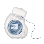 edel+white Zahnseide, Soft Woven Floss 40m in blister, with cinnamon – Das gewobene Floss für empfindliches Zahnfleisch. Abbildung Zahnseide zweifarbig.