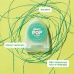 18230992 REACH POP Dental Floss Peppermint Floss - vegan, waxed dental floss with 384 micro threads & sustainable packaging, 50m, peppermint flavor. Picture dental floss durable, shred-resistant. 