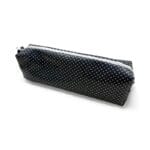 Cosmetic bag in navy blue/white handmade Size 22x7x5cm View slanted on the side