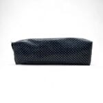 Cosmetic bag in navy blue/white handmade size 22x7x5cm side view