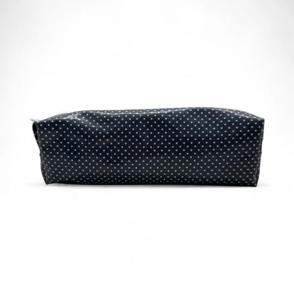 Cosmetic bag in navy blue/white handmade size 22x7x5cm side view