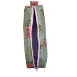 Kosmetiktasche in salbeigrün/rosa handgemacht Grösse 22x7x5cm Ansicht oben offen