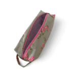 Kosmetiktasche in salbeigrün/rosa handgemacht Grösse 24x8x8cm Ansicht oben seitlich