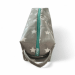 Cosmetic bag in gray/white handmade size 24x8x8cm front view