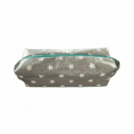 Cosmetic bag in gray/white handmade size 24x8x8cm side view